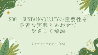 SDGのSustainabilityの重要性を、身近な実践とあわせてやさしく解説